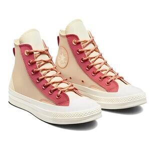 NWOB Converse Sneaker Women 8.5 Chuck 70 High‎ Colorblock Overlay Rhubarb Pie